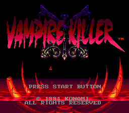Vampire Killer title screen for Sega Mega Drive